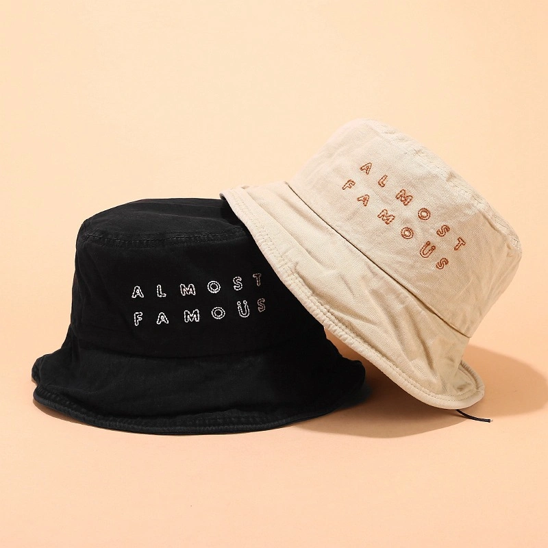 Fashion Customized Washed Cotton Adjustable Simple Embroidered Casual Bucket Hat