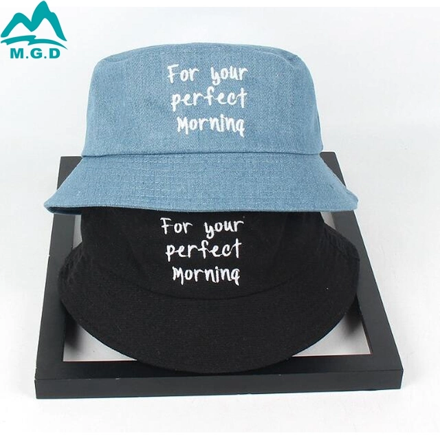 Wholesale New Jeans and Pink Embroidery Denim Bucket Hat