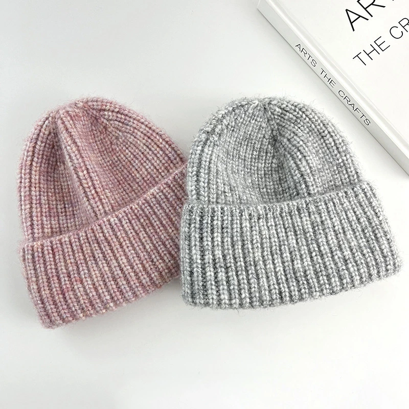 Custom Logo Ladies&prime; Knitted Gradient Colorful Winter Warm Beanie Designer Bucket Hat