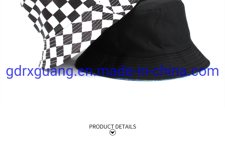 Summer Reversible Black White Printed Bucket Hats