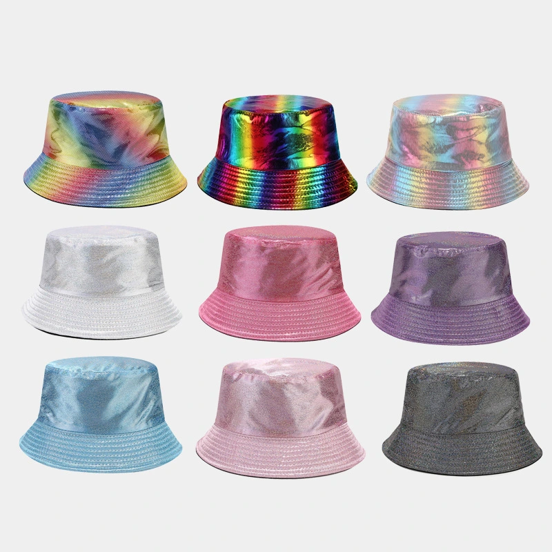 Promotional Branded Gifts Rainbow Color Riversible PU Leather Outdoor Sports Bucket Hats