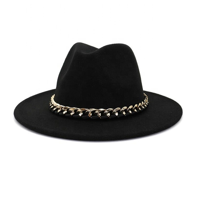 Unisex Classic Vintage Belt Buckle Wide Brim Panama Fedora Felt Hat