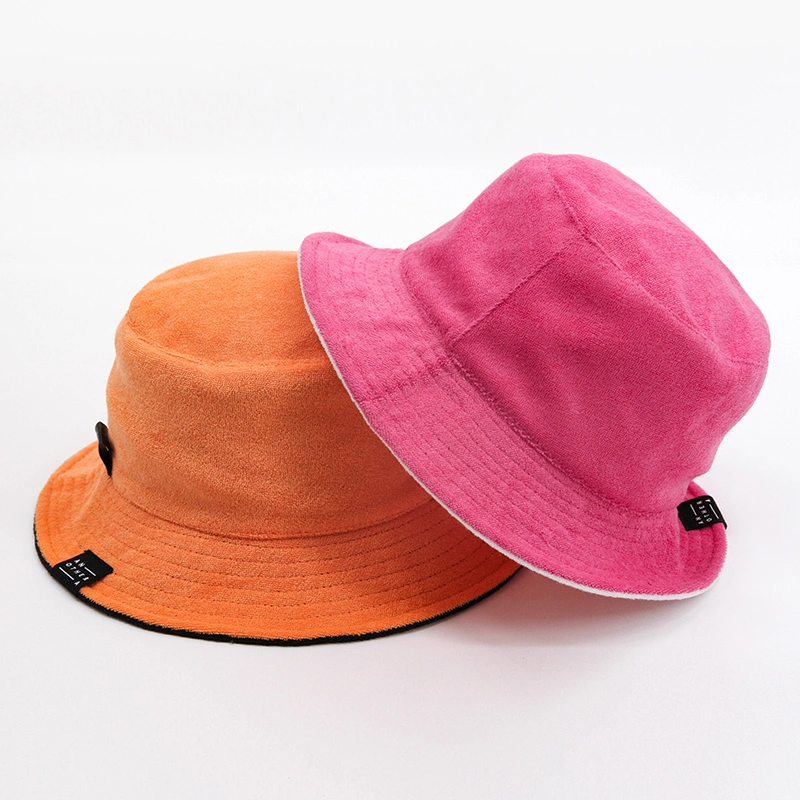 New Design Plain Dyed Unisex Women Terry Cloth Spring Custom Bucket Fisherman Hat