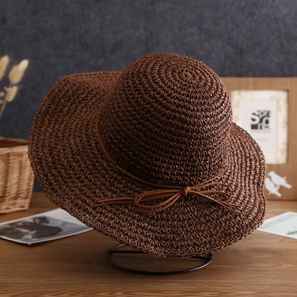 Custom Women One Piece Summer Sun Hat Crochet Paper Grass Bucket Straw Sombreros De Playa Hat
