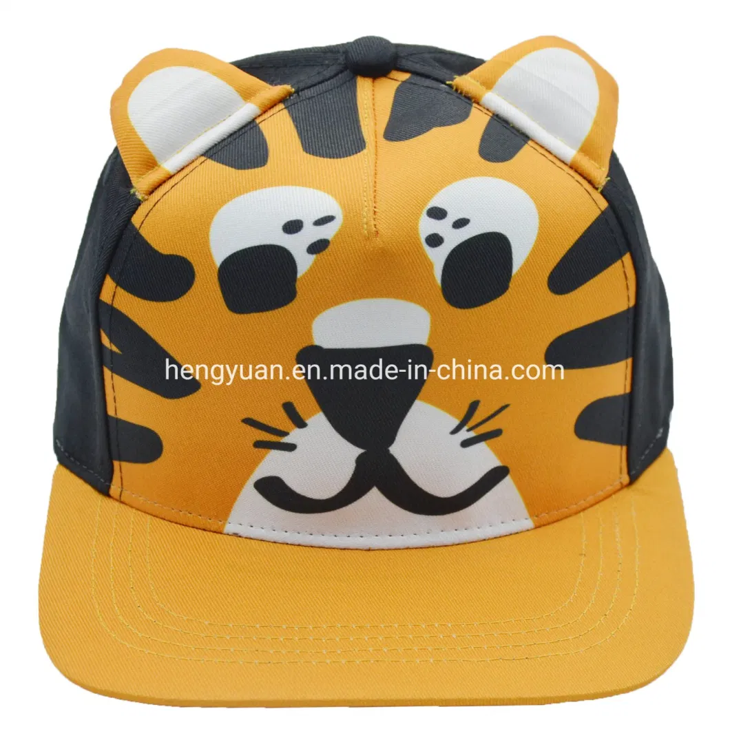 Wholesale Cotton Children Flat Tongue Baseball Cap with Animal Printing BSCI, Oeko Tex