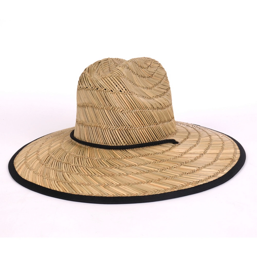 High Quality Custom Logo Wide Brim Sunshade Cowboy Beach Surf Lifeguard Straw Hat for Summer