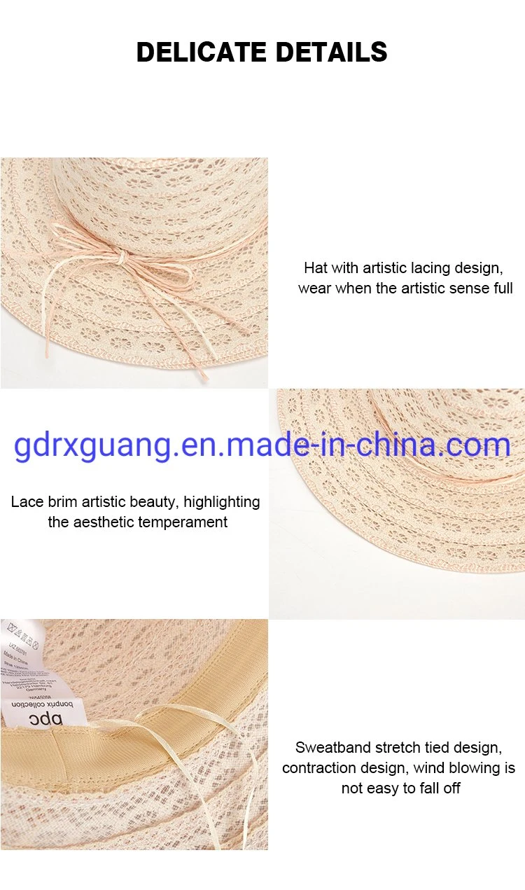 Outdoor Summer Beach Jazz Fedora Panama Straw Hat for Women