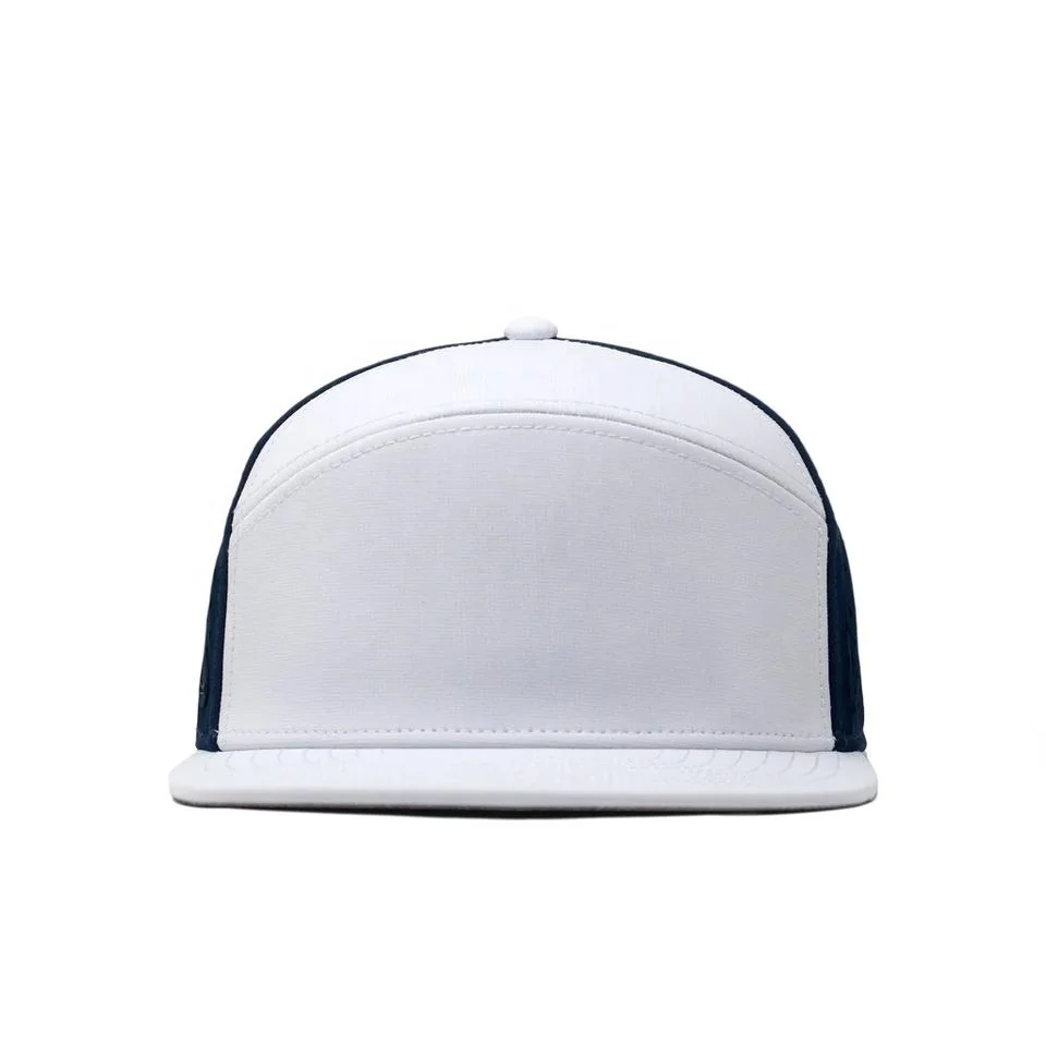 Wholesale Low MOQ Flat Bill Fitted Custom Snapback Sports Waterproof Laser Cut 7 Panel Baseball Cap Hat