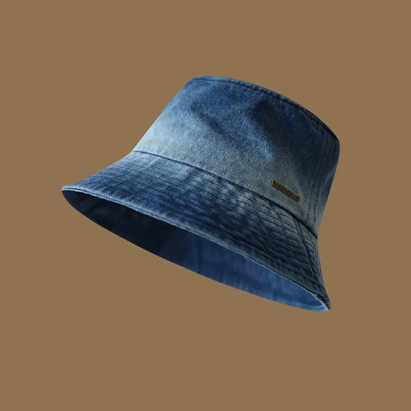 Top Quality Sun Summer Custom Logo Wide Brim Embroidery Jean Fisherman Hats Washed Denim Bucket Hat