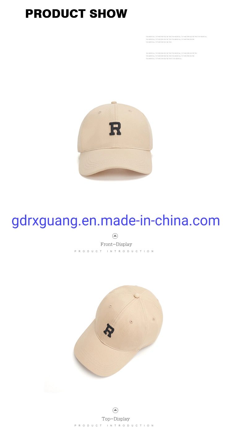 Fashionable Embroidery Letter Logo 6 Panel Sports Baseball Caps for Men and Women