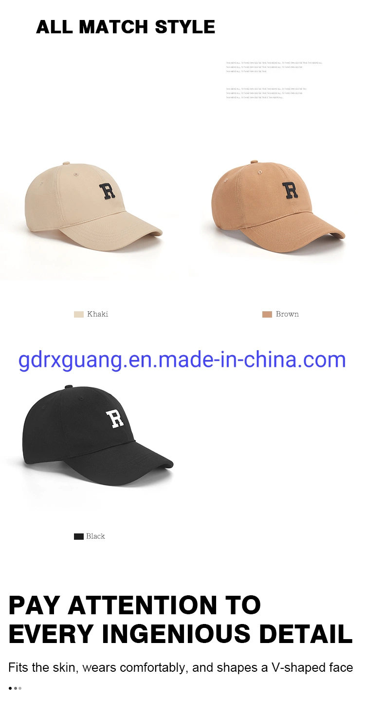 Fashionable Embroidery Letter Logo 6 Panel Sports Baseball Caps for Men and Women