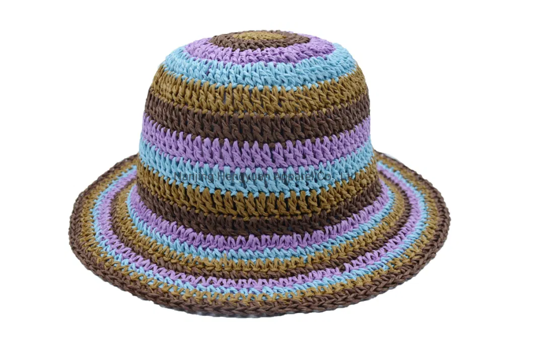 Fashion Wholesale Colorful Ladies Summer Hats Beach Sunhat Wide Brim Straw Hats Handmade