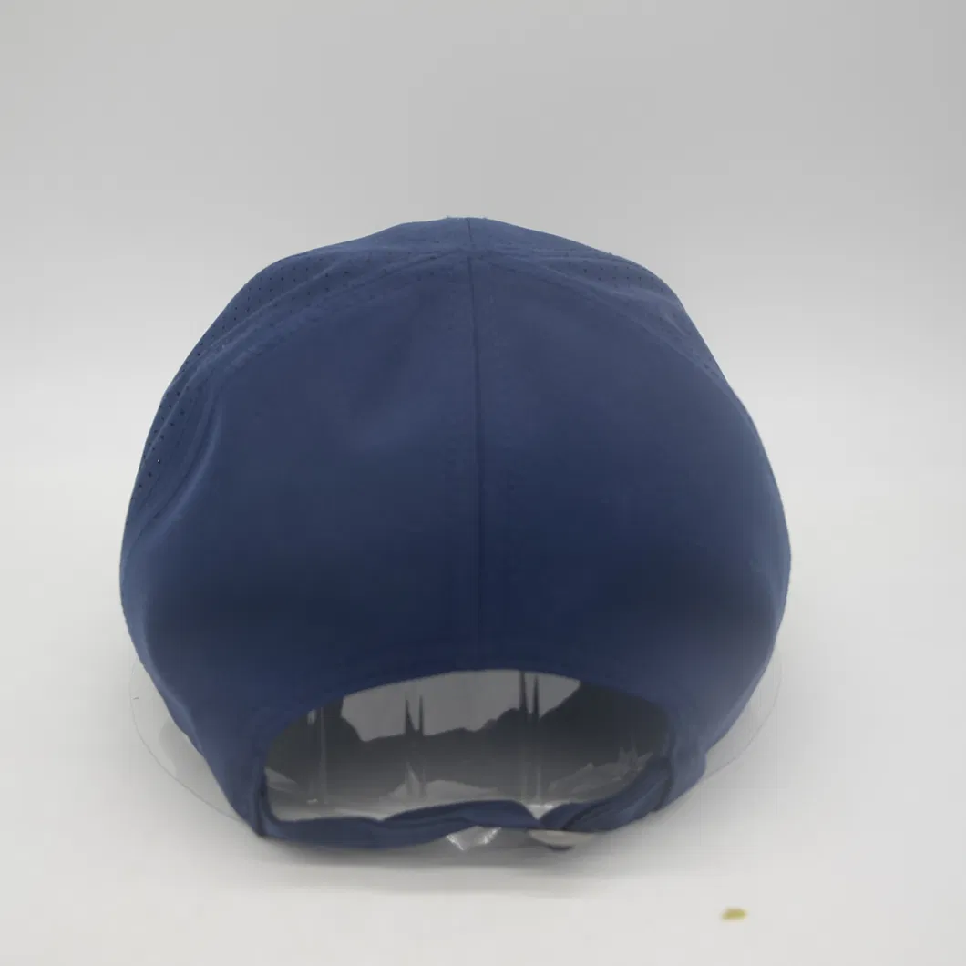 RPET Polyester Laser Cutting Performated Hole 6 Panel Breathable Baseball Cap Sport Cap Without Top Button