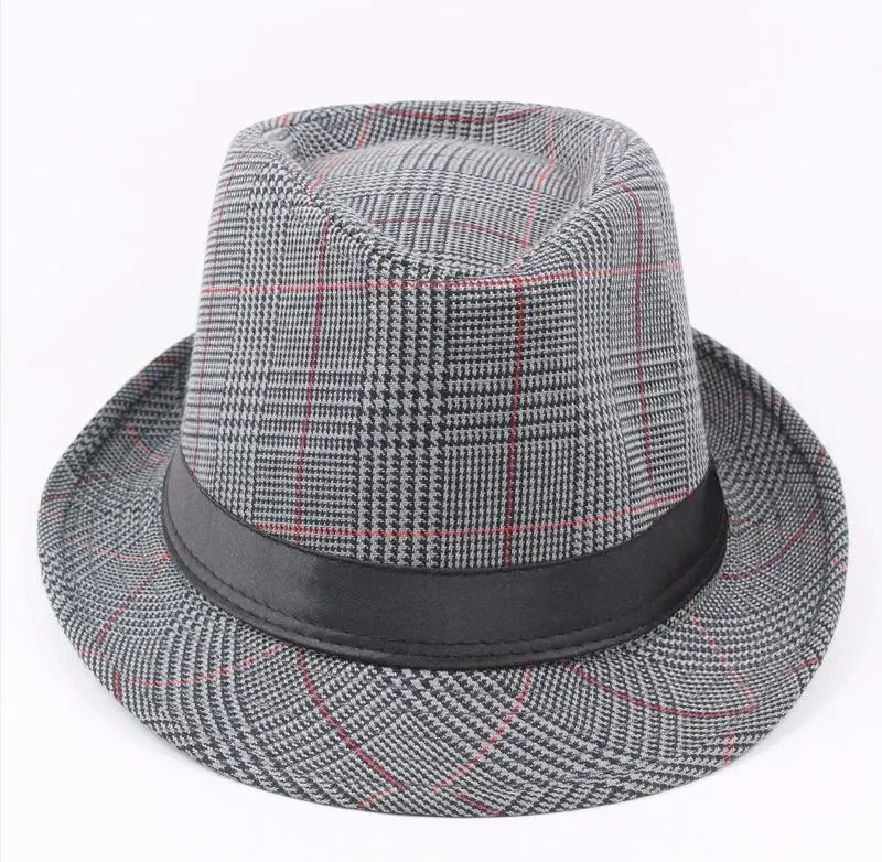 Fashionable Little Top Hat Checked Gentleman&prime;s Hat Men&prime;s Cap Men&prime;s Plaid Gentlemen&prime;s Hat Jazz Hat