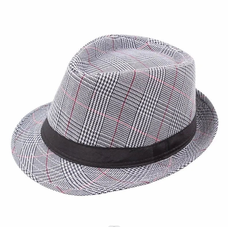 Fashionable Little Top Hat Checked Gentleman&prime;s Hat Men&prime;s Cap Men&prime;s Plaid Gentlemen&prime;s Hat Jazz Hat