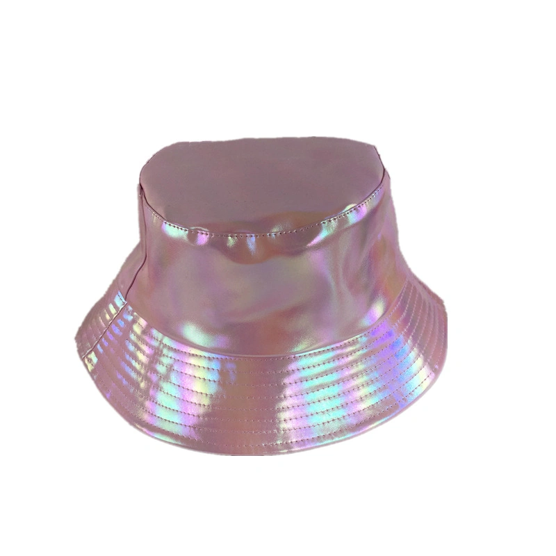 Metallic Bucket Hat Trendy PU Fisherman Hats Unisex Fisherman Hats Unisex Reversible Packable Bucket Cap