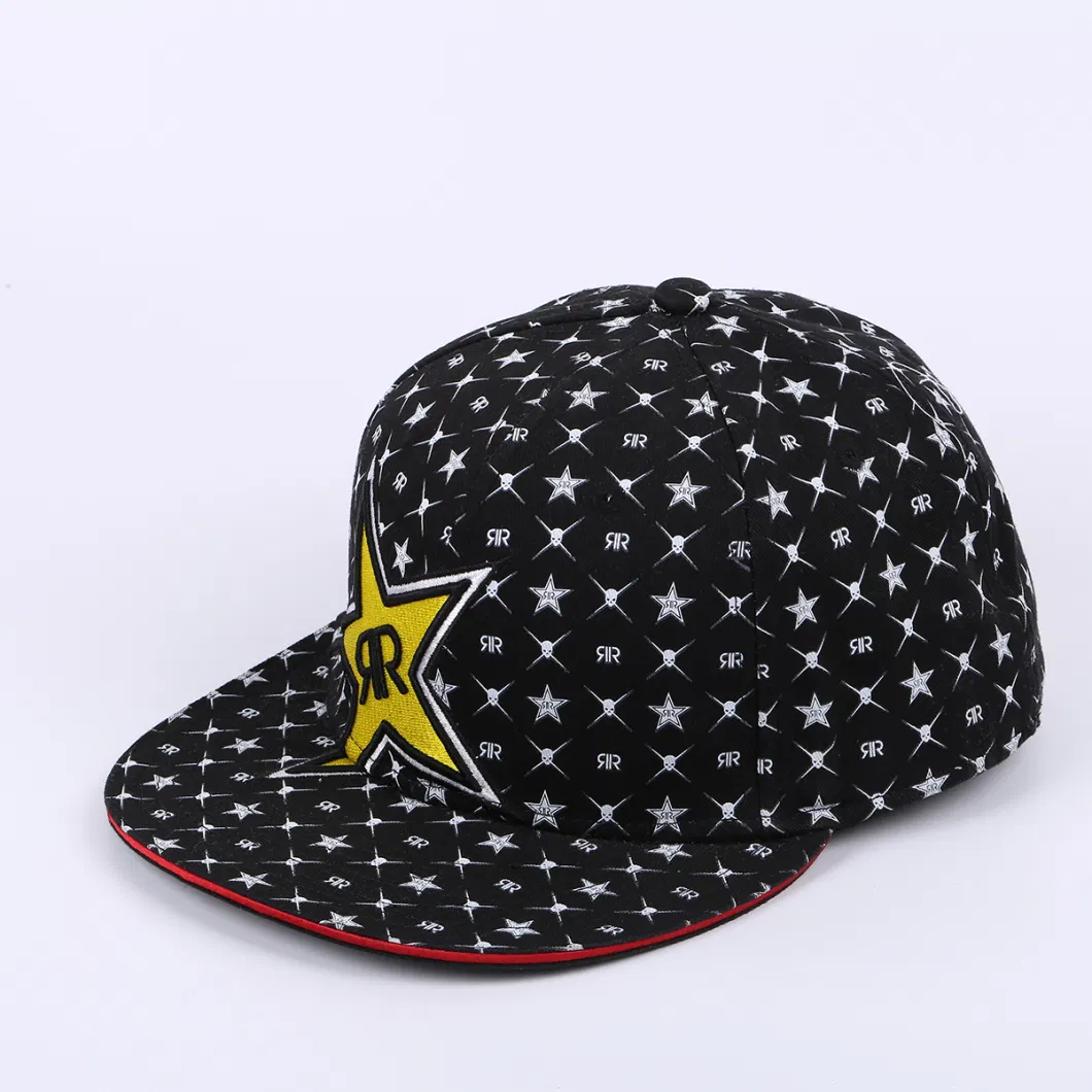 High Quality Hip Pop Cap Flex Fit Closure 6 Panel Snapback Cap Hat Flat Brim with Custom 3D Embroidery Logo