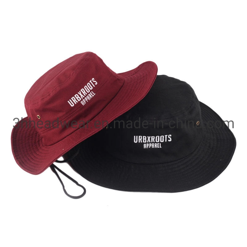 Embroidery Cotton Black Bucket Hat Custom Summer Fashion Fisherman Hat