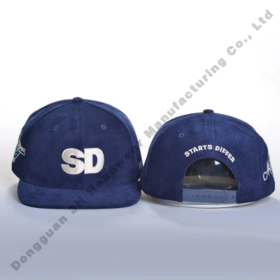 Personalización de la coincidencia de la transparencia tapas Snapback Logotipo bordado personalizado Caja de papel Pana sombreros Snapback