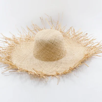 Playa Natural Raffia Protección del Sol Brim de Verano de moda paja Sombreros