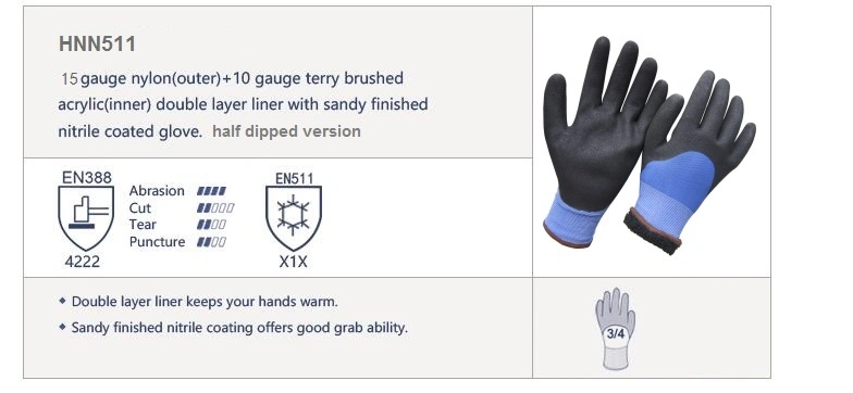 Insulated Coated Sandy Nitrile Soft Winter Work Gloves