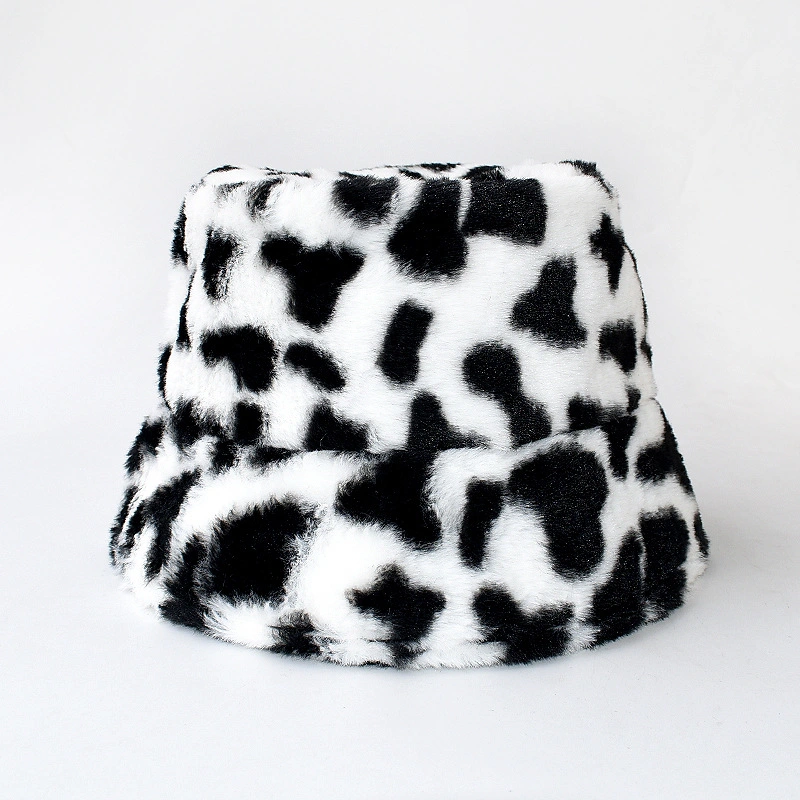 Winter Plush Warm Leopard Print Fashion Women&prime;s Fisherman Hat Bucket Hat Fashion Cap