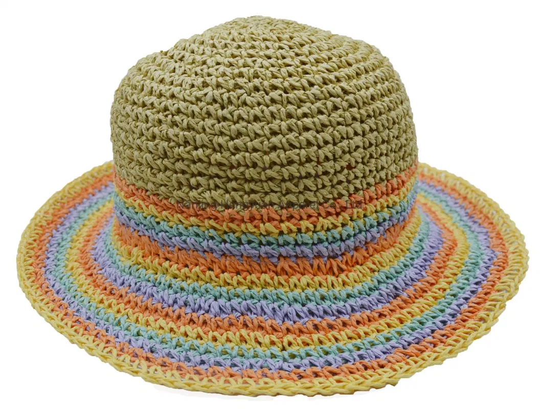 Fashion Wholesale Colorful Ladies Summer Hats Beach Sunhat Wide Brim Straw Hats Handmade