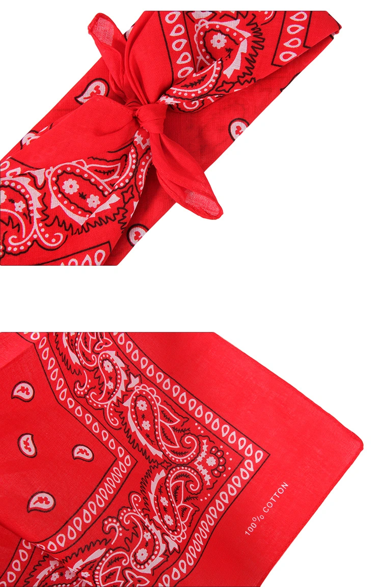 Promotional Gift Customized Kerchief Multifunctional Neck Square Wholesale Cashew Flower Cotton Head Bandana