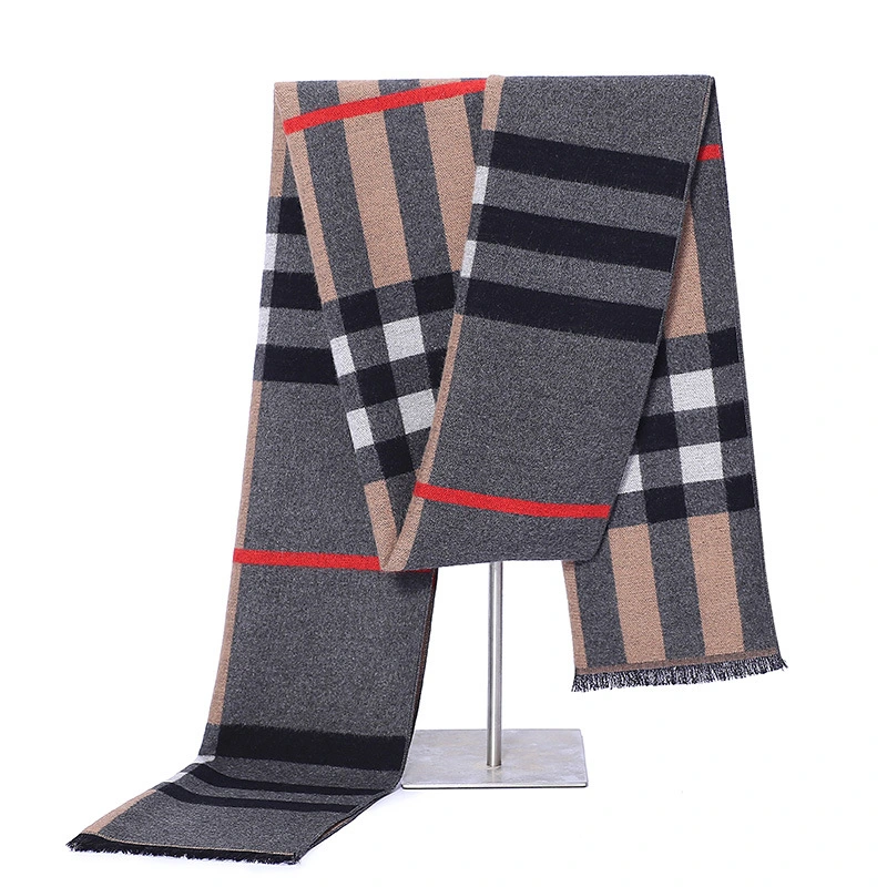 Wholesale Bulk Stock Winter Plaid Men&prime;s Cashmere Scarf Men Knitted Scarf