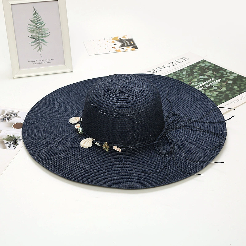 Wide Brim Foldable Sunshade Hats Women Vacation Beach Straw Hats Leisure Floppy Paper Hats