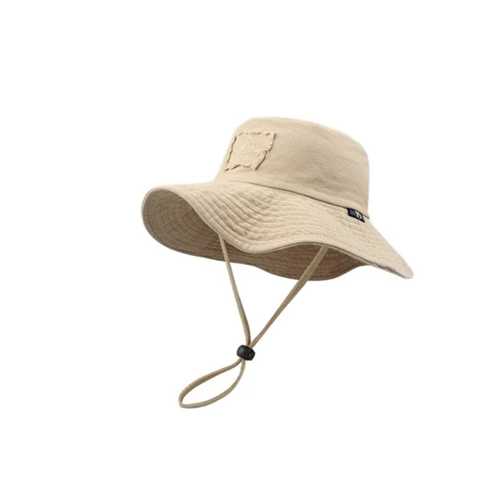 Manufacturer Custom Spring Summer Large Brim Sun Protection Climbing Hat Windproof Rope Bucket Hat Fisherman Hat