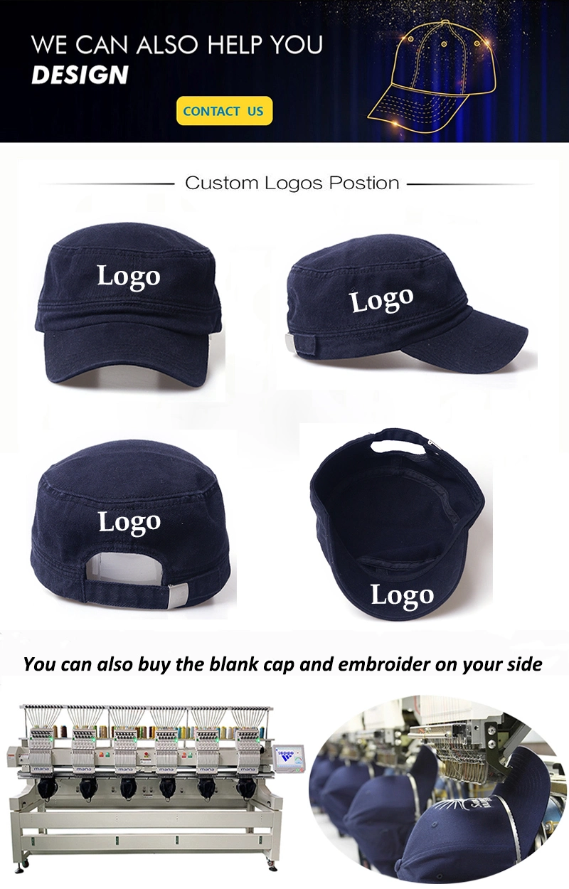 Washed Cotton Military style Caps Army style Caps Unique Design Flat Top Cap