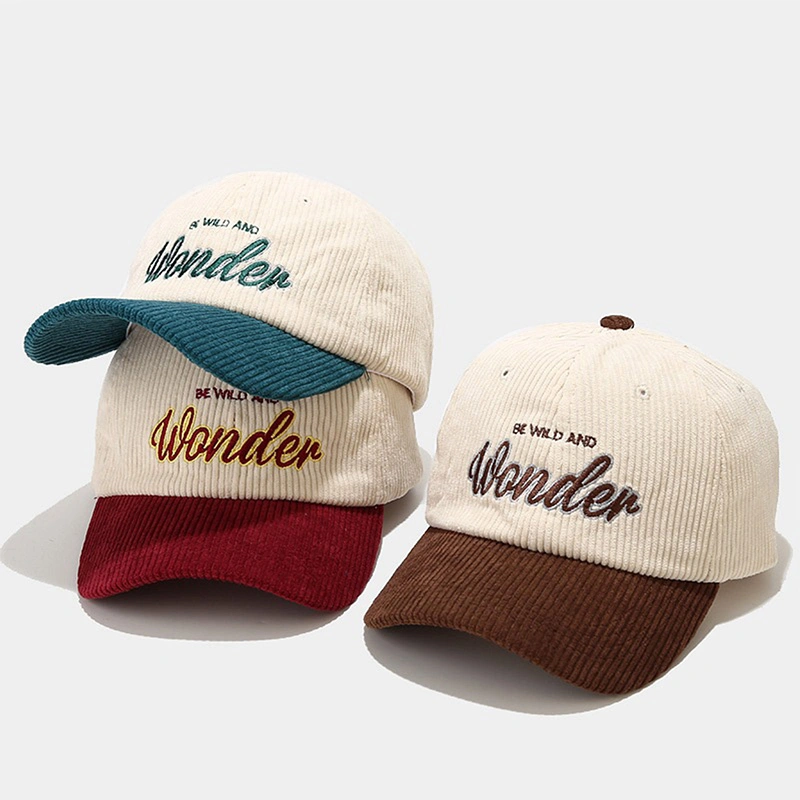 Corduroy Sports Baseball Cap Men Women Logo Text Embroidery Custom Winter Hats