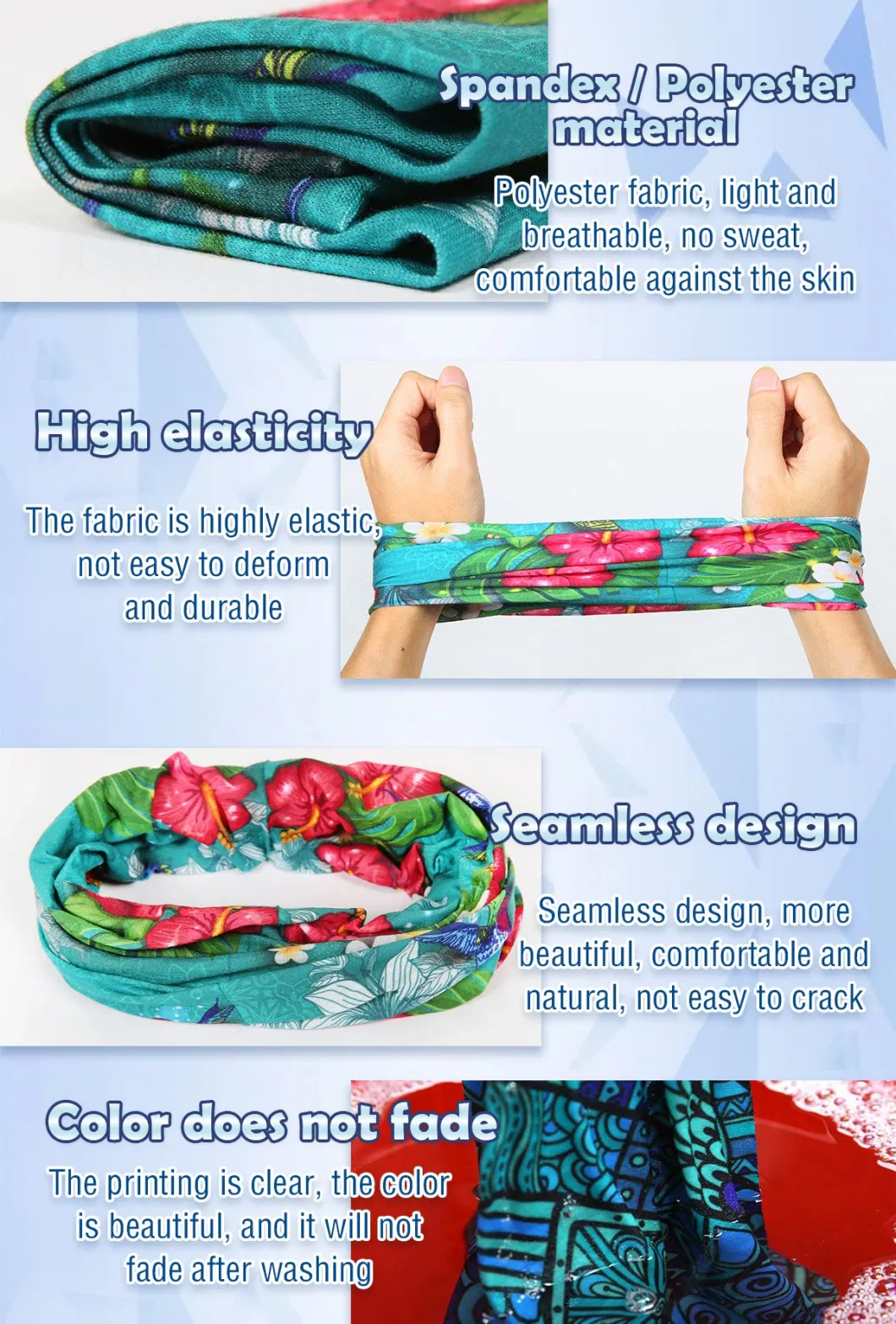 Wholesale Custom Colorful Printing 100% Polyester Multifunctional Seamless Headband Scarf