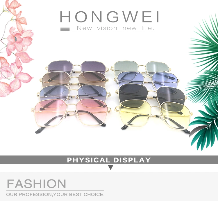 Manufacturer Oversized Colorful Frame Fashionable Sun Glasses Metal Sunglasses for Ladies