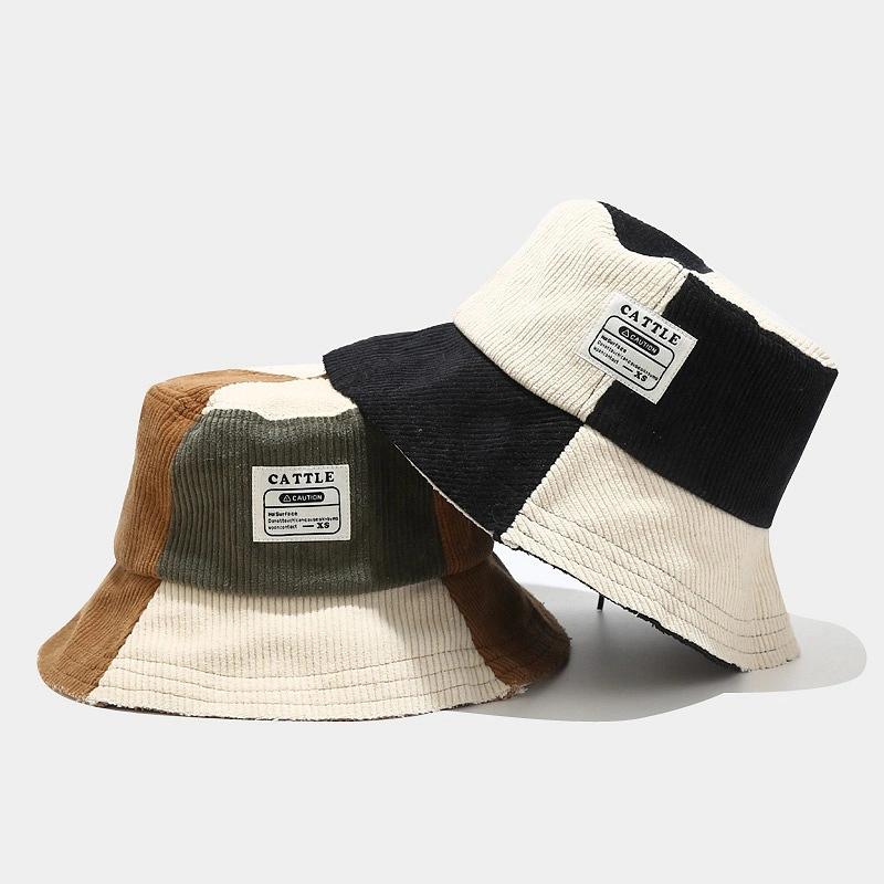 Corduroy Bucket Hat Adults Summer Fishing Hat Outside Sun Protective Casual Bucket Cap for Outdoor Fashion Cap Customized
