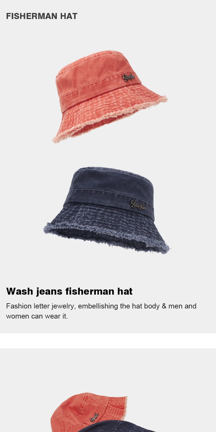 New Arrival Spring Summer Fashion Denim Bucket Hat Classic Wash Denim Sun Protection Fisherman Hat for Women Men