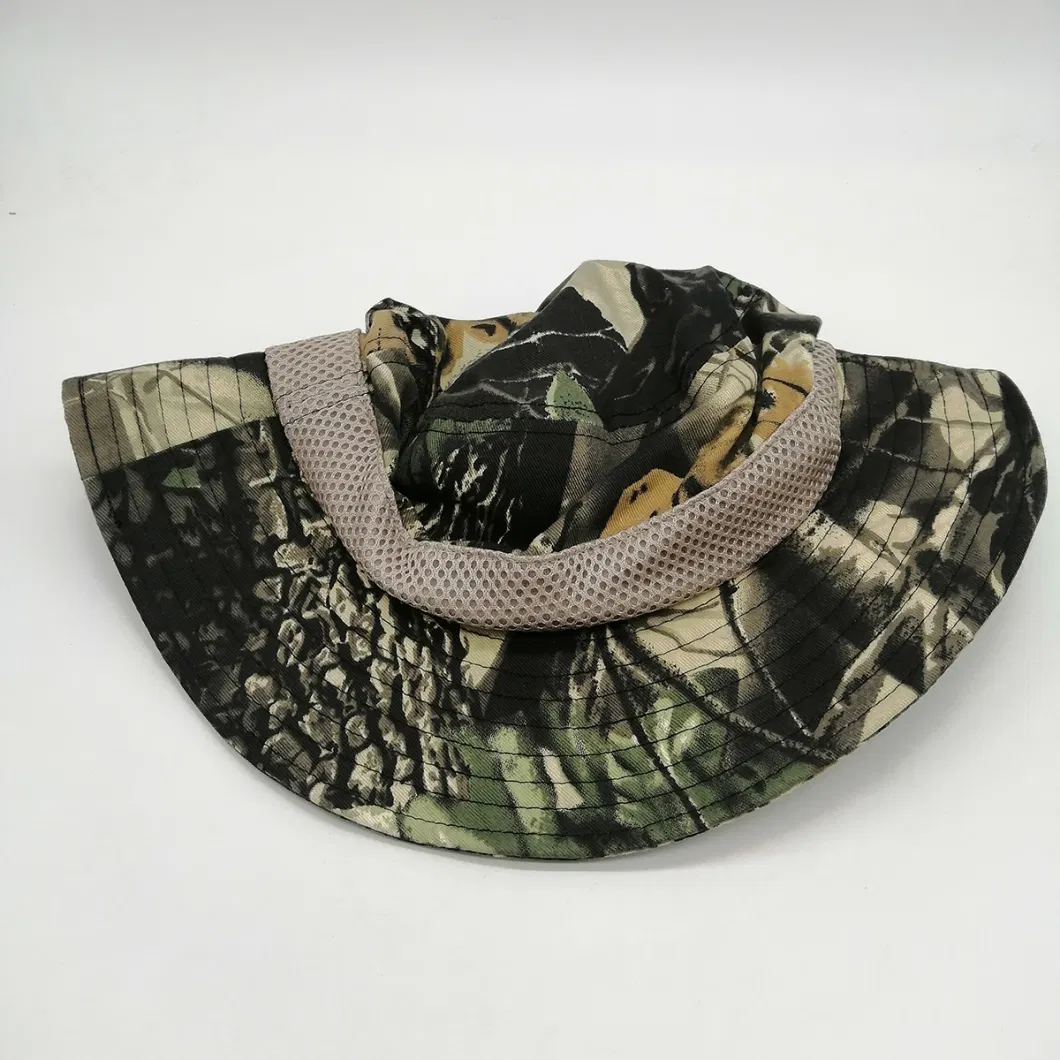 Camo Bucket Hats Summer Camping Hunting Travel Beach Sun Hat Outdoor Cap Unisex Fisherman Bucket Hat with String