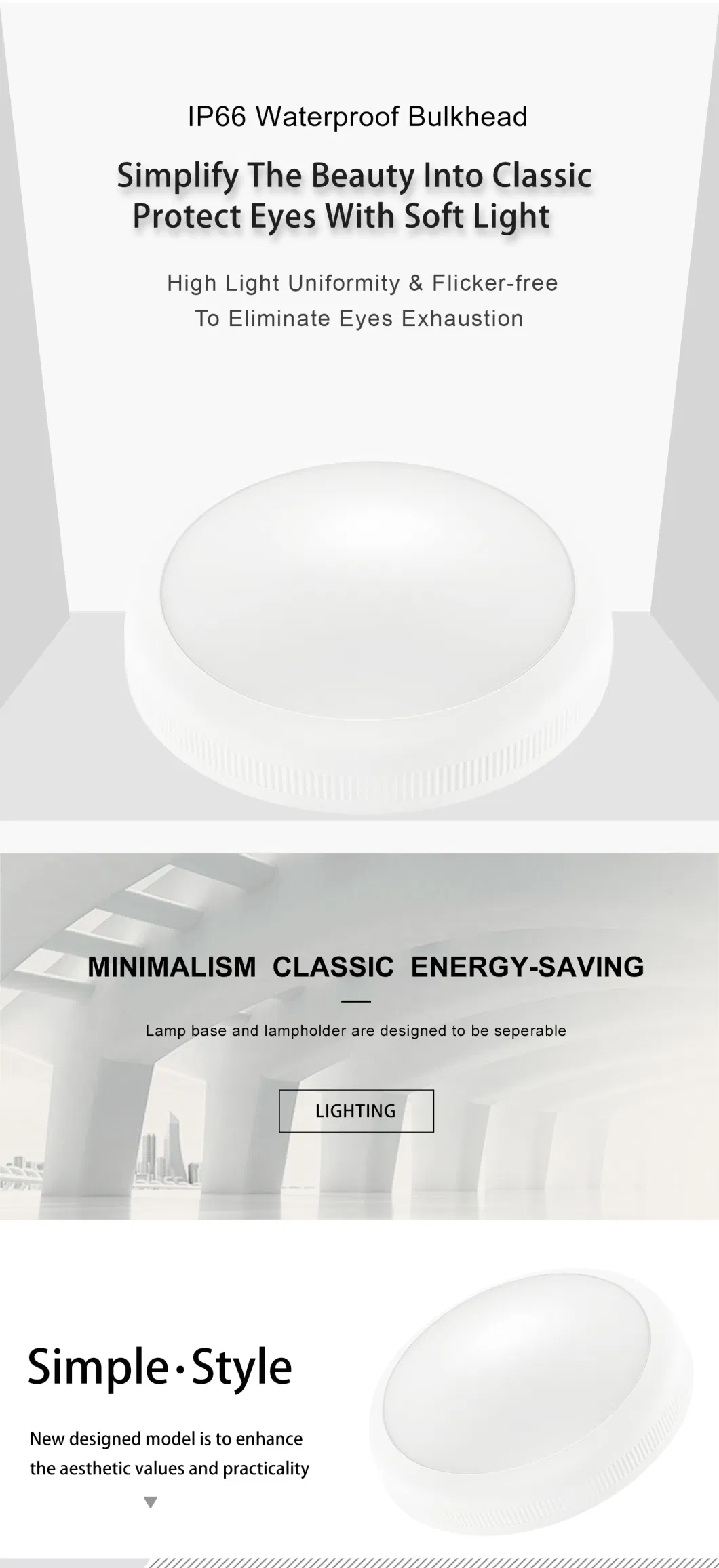 14W 20W 30W IP66 LED Home Round Ceiling Triproof Light Lighting Lamp Bulkhead Fixture