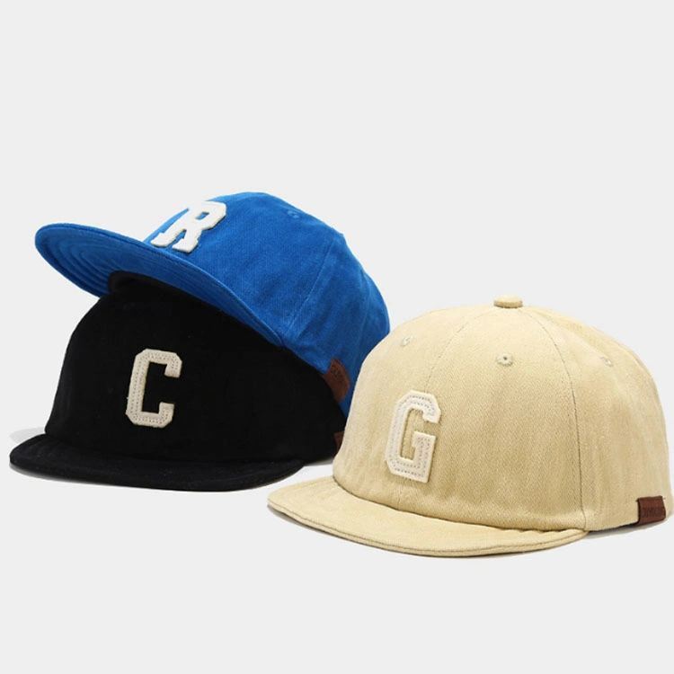 Custom Flat Brim Unstructured Hats Snap Back Cap Wholesale 5 Panel Cap
