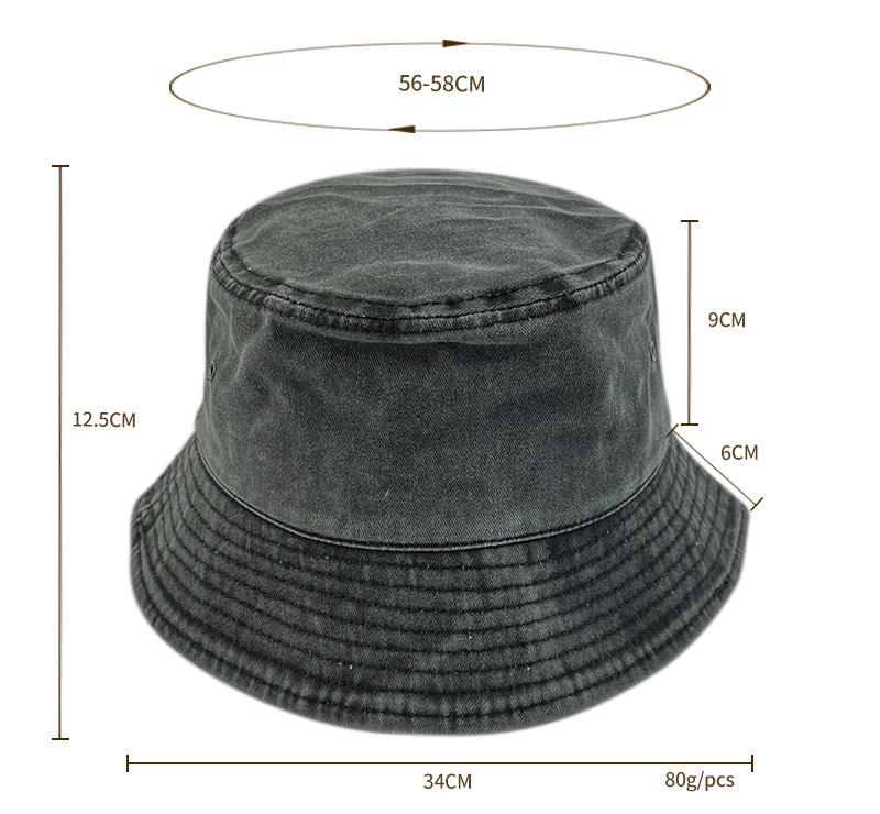 2023 Wholesale Customized Logo Vintage Washed Cowboy Bucket Fisherman Hat