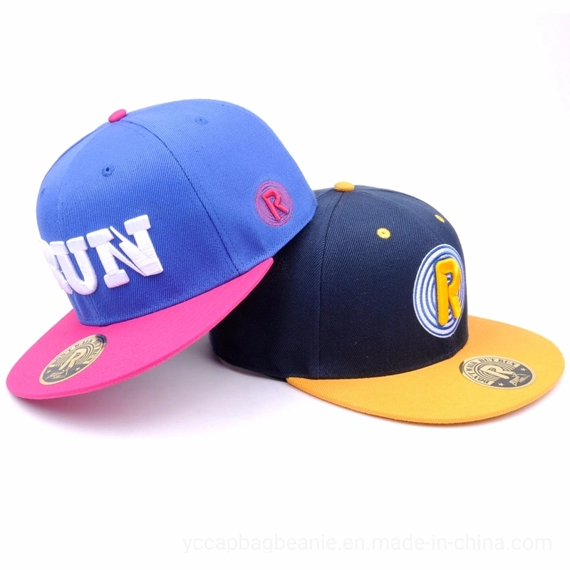Custom Acrylic Cotton New Flat Brim Baseball Snapback Cap Hat