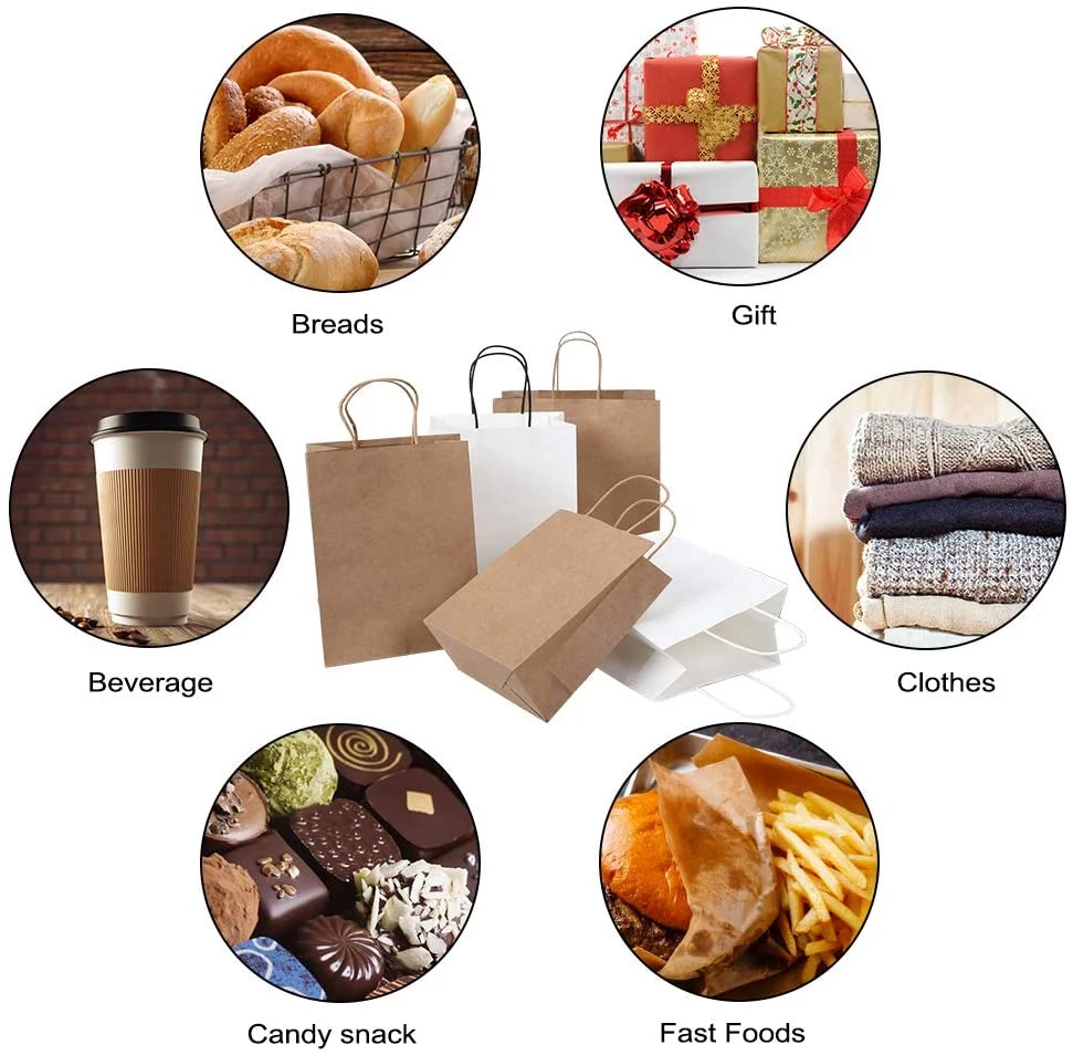 Gift Shopping Paper Packaging Bags with Handles for Business Boutique