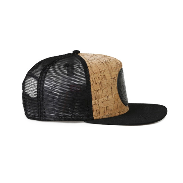 Fashion Design Mesh Basketball Cap High Quality Snapback Caps Cork Denim Leather Patch Trucker Hat Mesh Custom