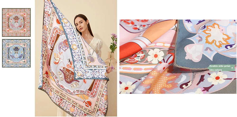 Double-Side Digital Printing Mulberry Silk Scarf for Lady