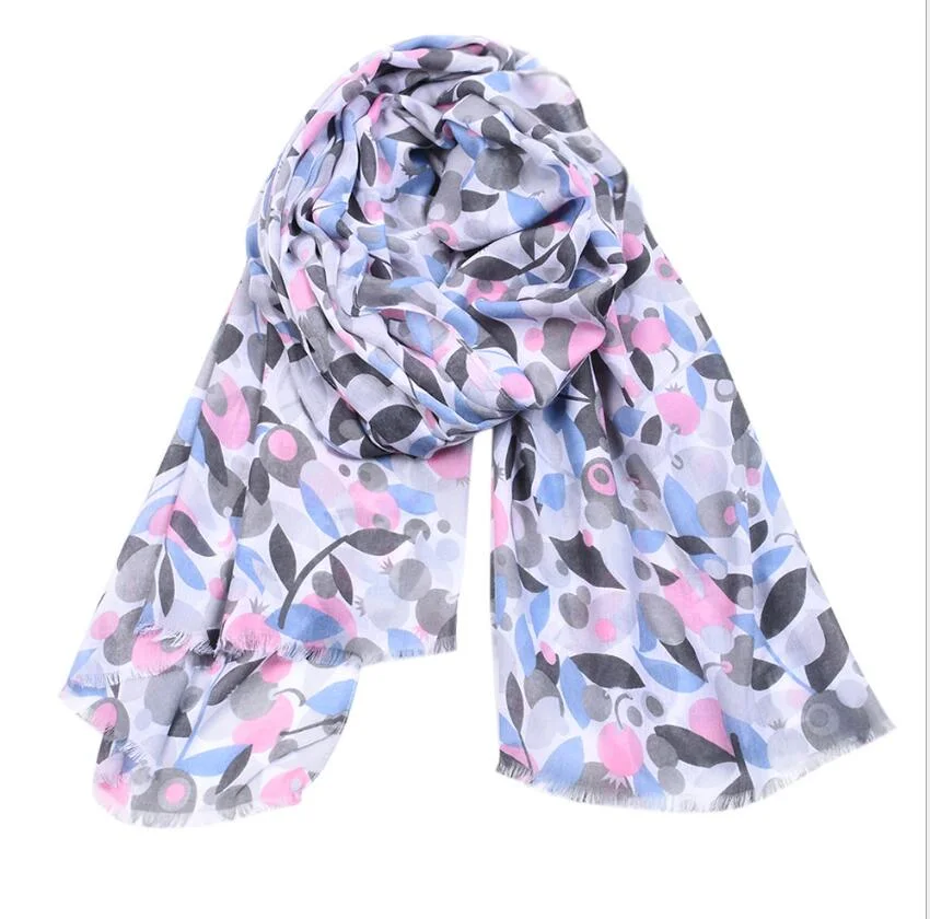 Scarfs for Women Lightweight Floral Birds Print Shawl Wraps Spring Scarf Gift Chiffon Cotton Scarf