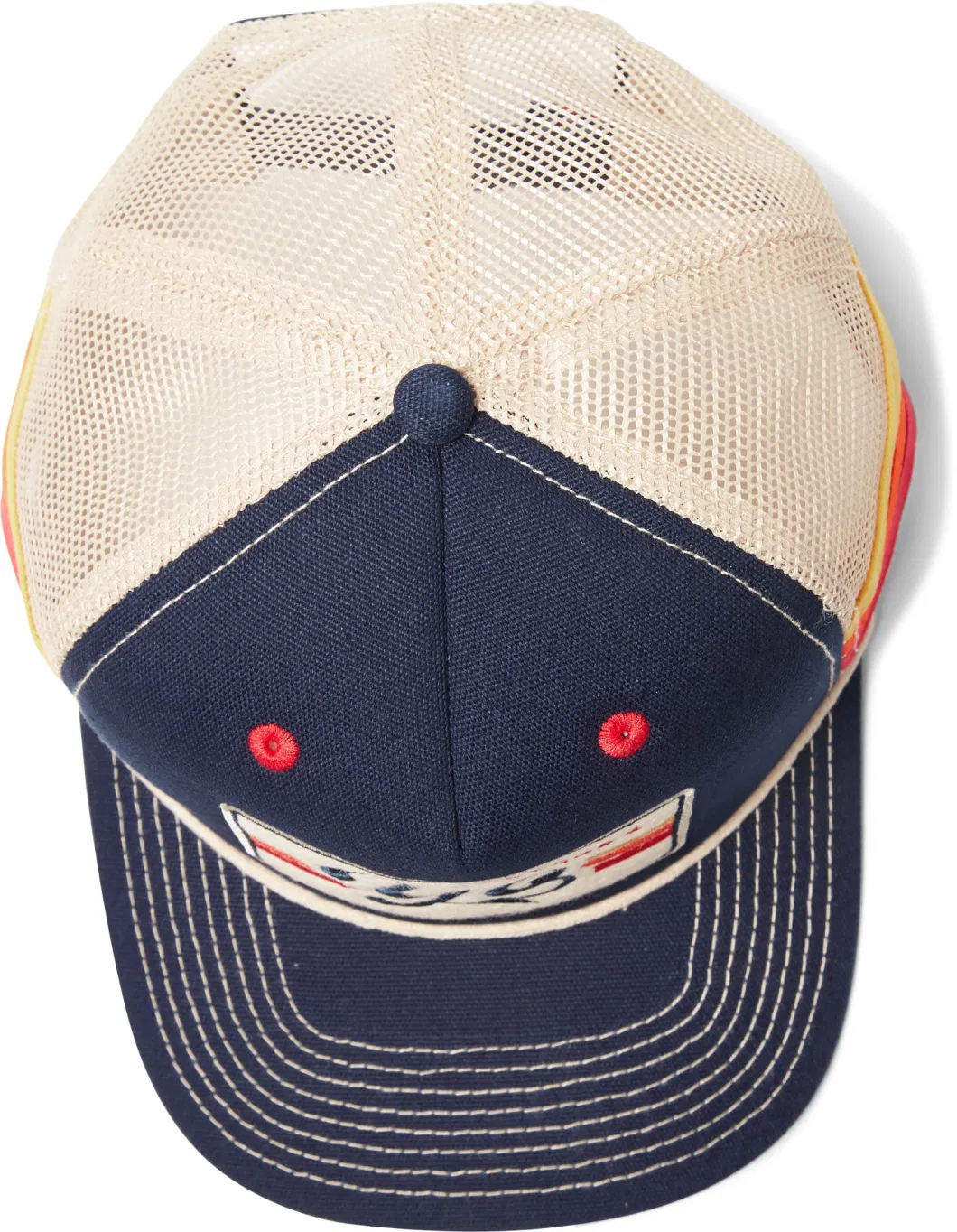 Hats Trucker Manufacturer OEM Rope Trucker Cap Embroidered Logo Custom 5 Panel Mesh Hat 3 Side Stripes Cotton Trucker Hat
