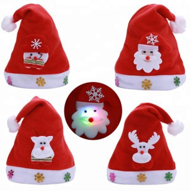 Light up LED Xmas Hats Snowman Reindeer Knitting Felt Christmas Santa Hat
