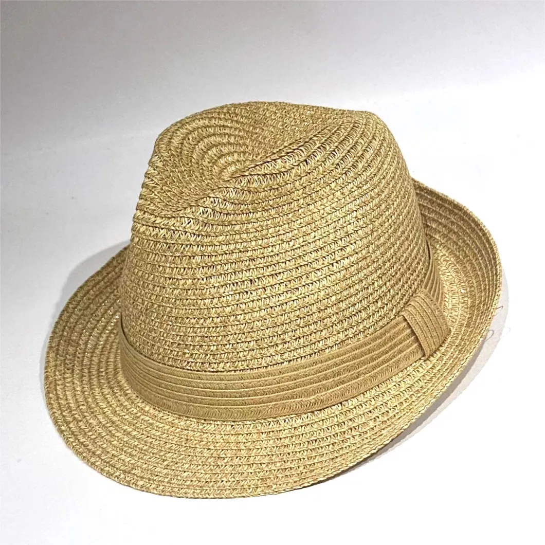 Customized Fashion Summer Paper Straw PU Webbing Rope Band Panama Tassels Brim Fedora Hat OEM ODM