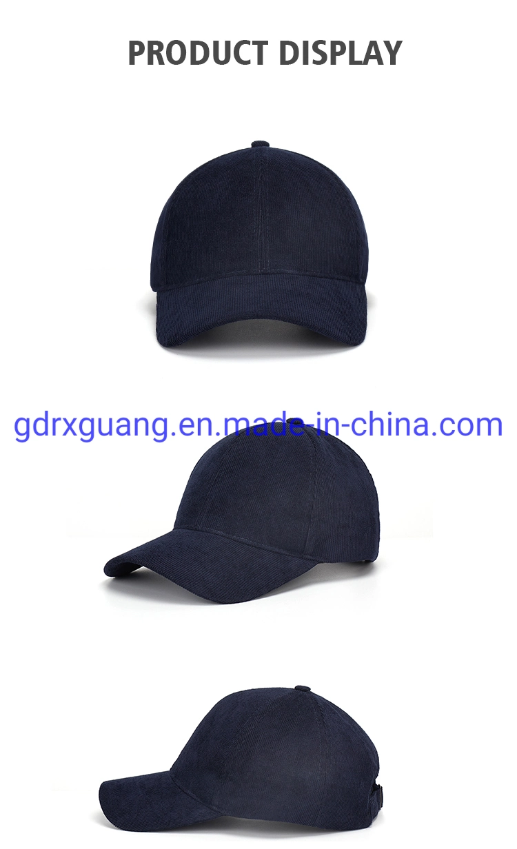 6 Panel Blank Sun Corduroy Hat Custom Baseball Cap for Men Women